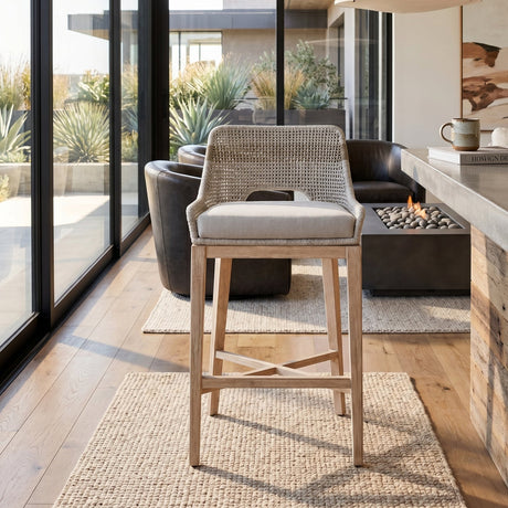 Modern European furniture - Taupe Stripe Rope Bar Stool - www.oroa.com