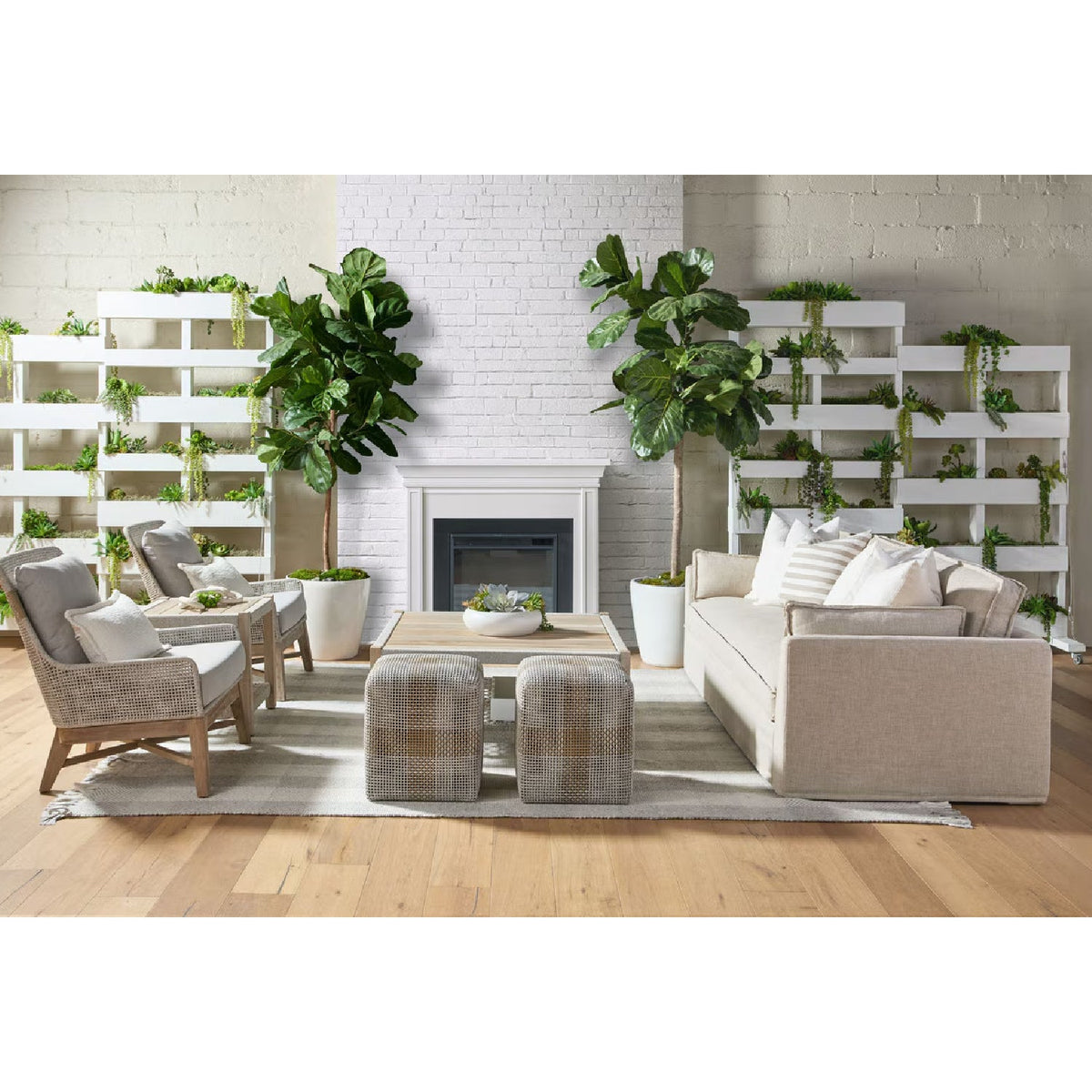 Modern European furniture - Woven Flat Rope Indoor/Outdoor Ottoman - www.oroa.com