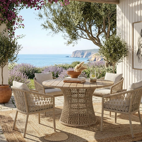 Modern European furniture - Beige Rope Outdoor Dining Table - www.oroa.com