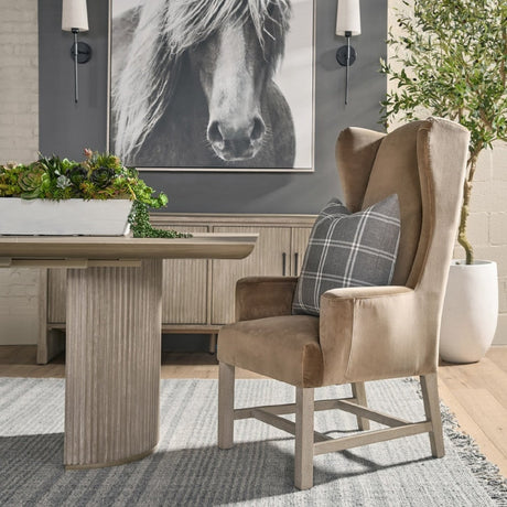 Modern European furniture - Brown Velvet High-Back Accent Chair - www.oroa.com