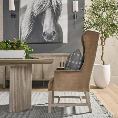 Modern European furniture - Brown Velvet High-Back Accent Chair - www.oroa.com
