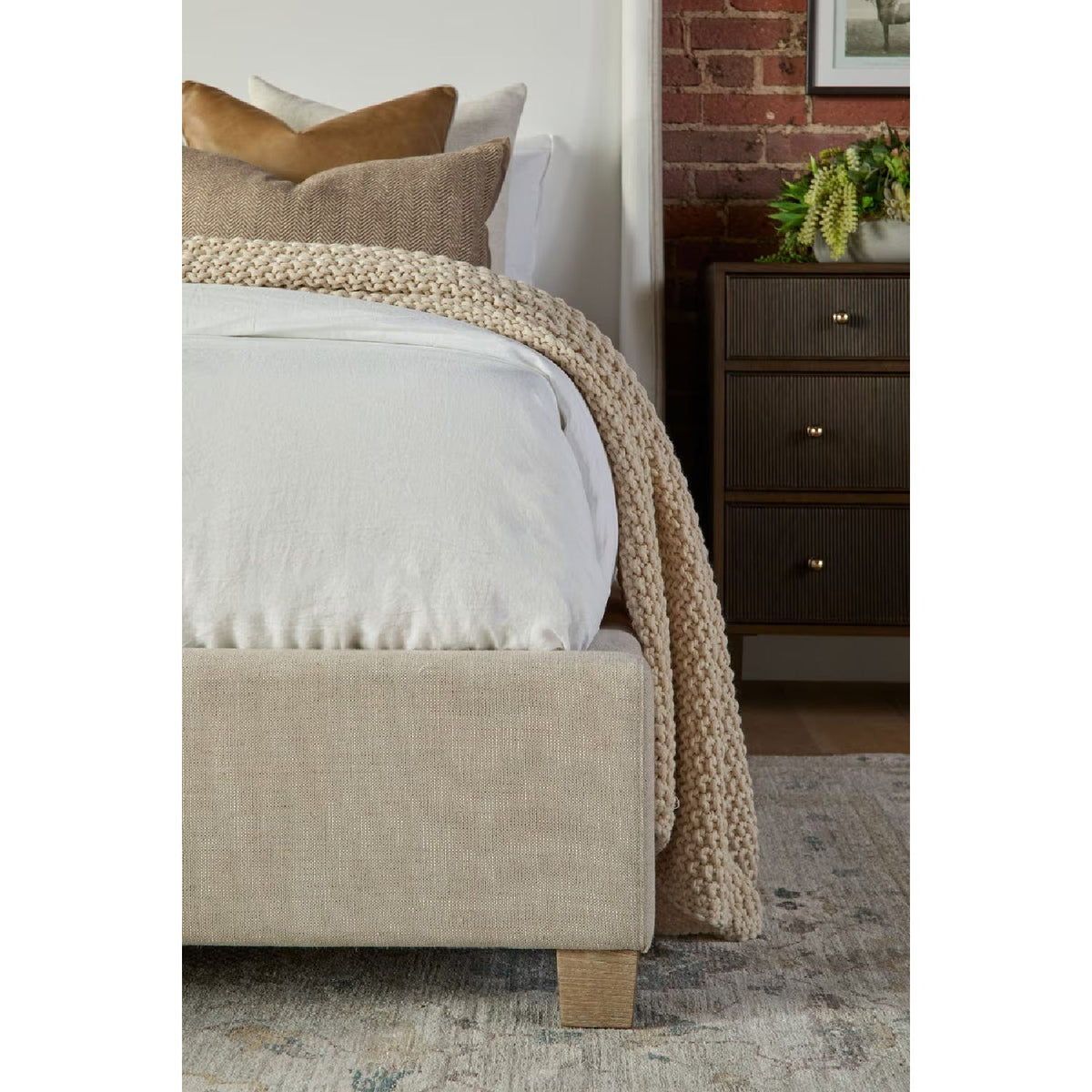 Beige Fabric Bed | Living Essentials Sloan