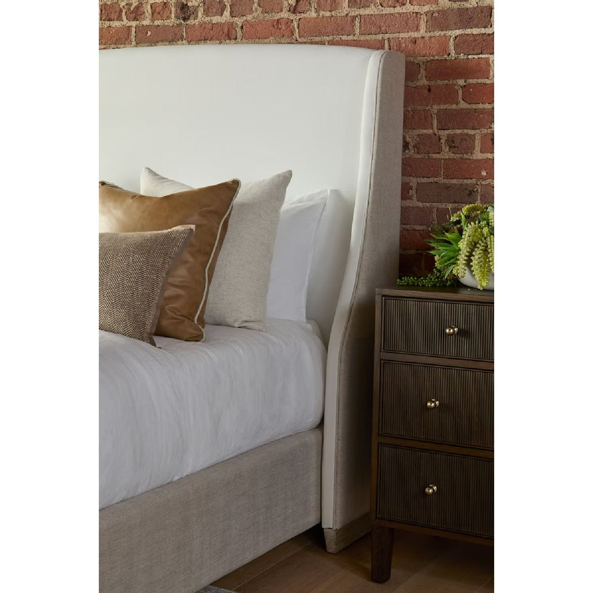 Beige Fabric Bed | Living Essentials Sloan