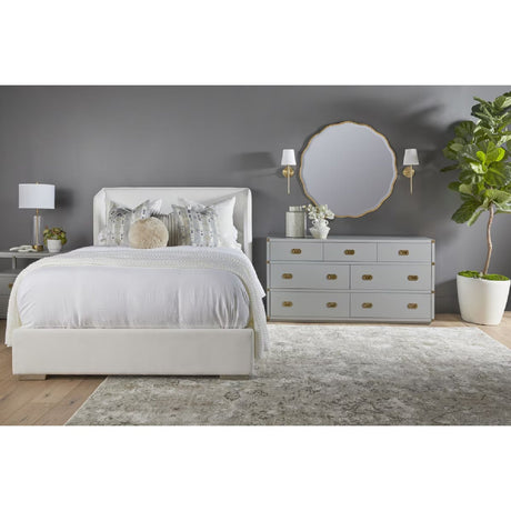 Modern European furniture - White Upholstered Queen Bed - www.oroa.com