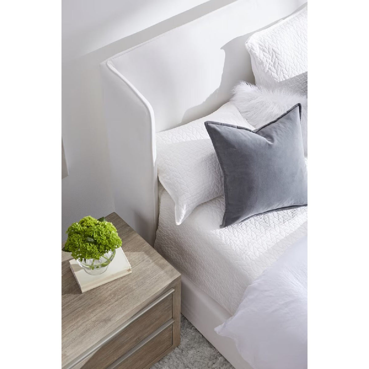 Modern European furniture - White Upholstered Queen Bed - www.oroa.com