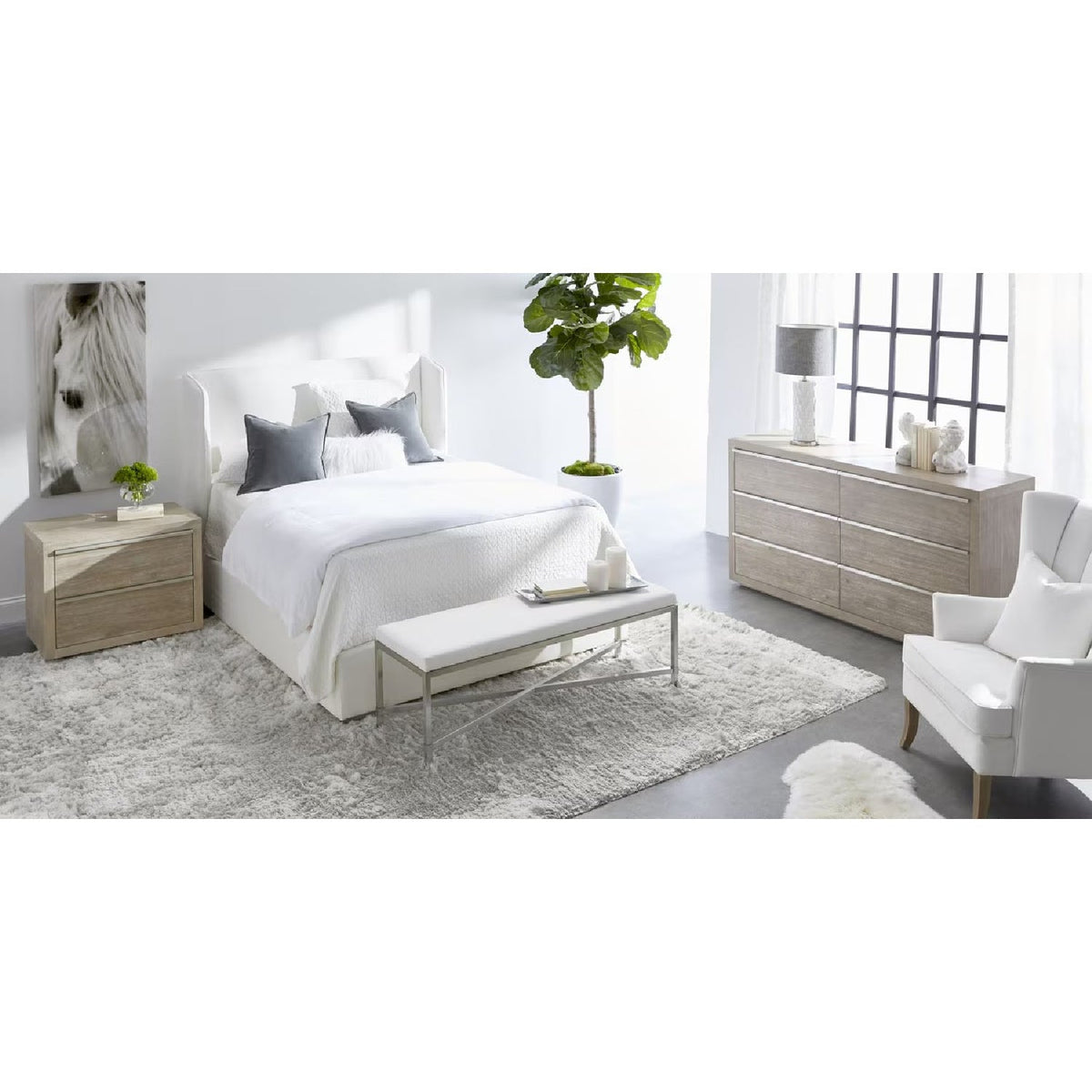 Modern European furniture - White Upholstered Queen Bed - www.oroa.com