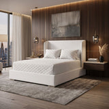 Modern European furniture - White Upholstered California King Bed - www.oroa.com