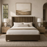 Modern European furniture - Velvet Channeled Queen Bed - www.oroa.com