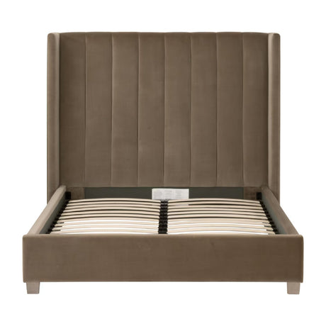 Modern European furniture - Velvet Channeled Queen Bed - www.oroa.com