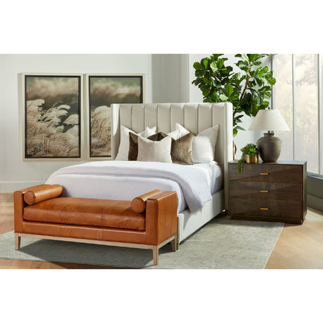 Cream Velvet California King Bed | Living Essentials Chandler