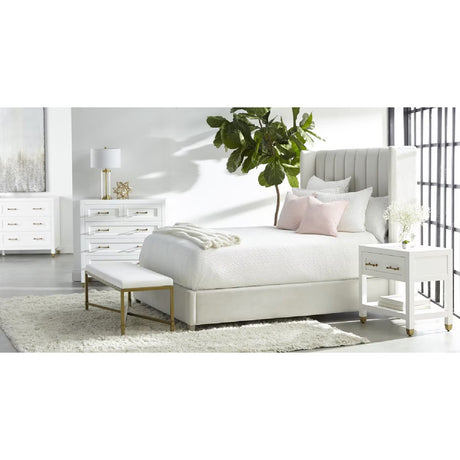 Modern European furniture - Cream Velvet California King Bed - www.oroa.com