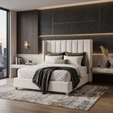 Modern European furniture - Cream Velvet California King Bed - www.oroa.com