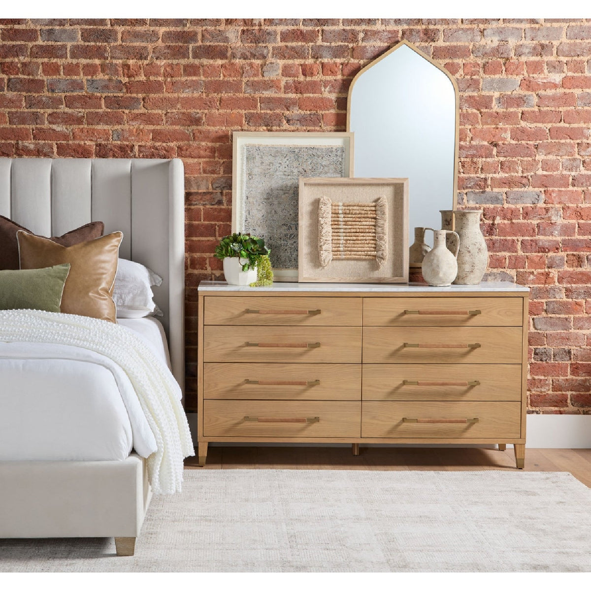 Channeled Velvet King Bed | Living Essentials Chandler