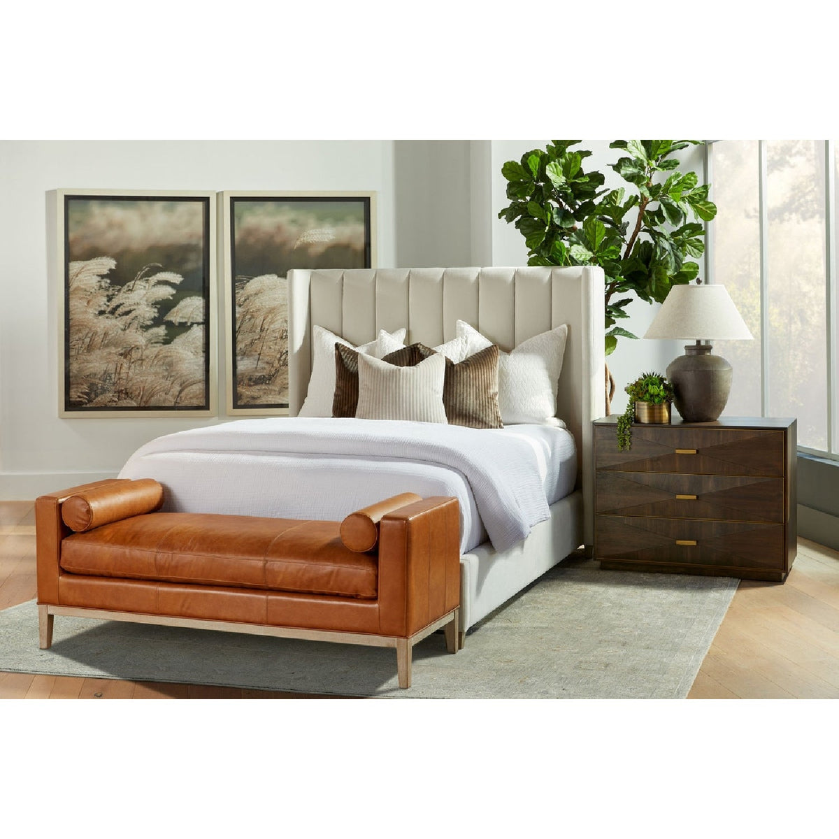 Channeled Velvet King Bed | Living Essentials Chandler