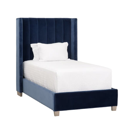 Modern European furniture - Blue Velvet Twin Bed - www.oroa.com