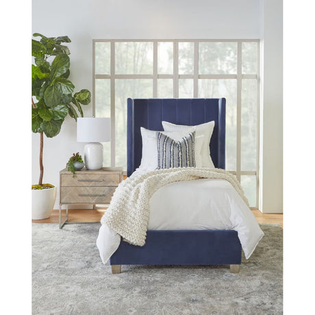 Modern European furniture - Blue Velvet Twin Bed - www.oroa.com
