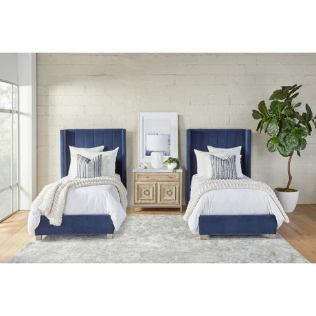 Modern European furniture - Blue Velvet Twin Bed - www.oroa.com