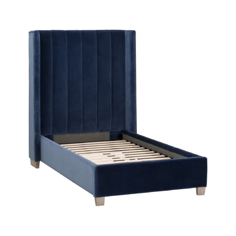 Modern European furniture - Blue Velvet Twin Bed - www.oroa.com