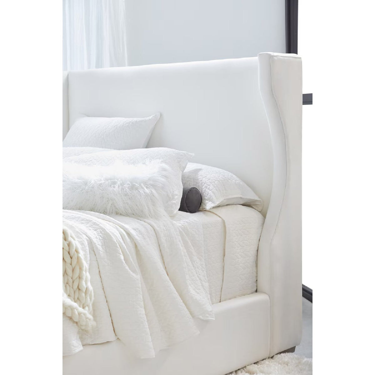 Wing-Shaped Headboard Queen Bed | Living Essentials Balboa