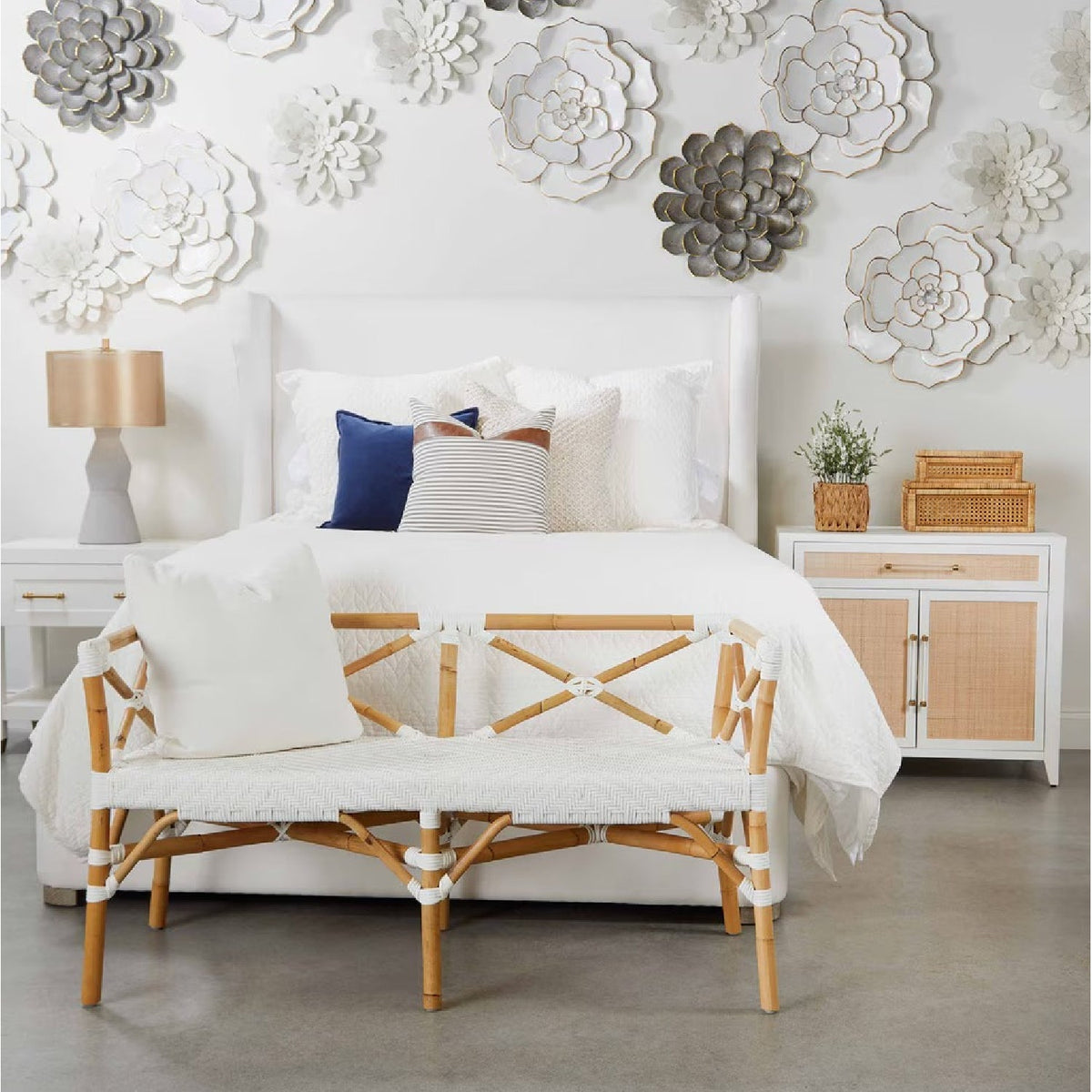 Wing-Shaped Headboard Queen Bed | Living Essentials Balboa