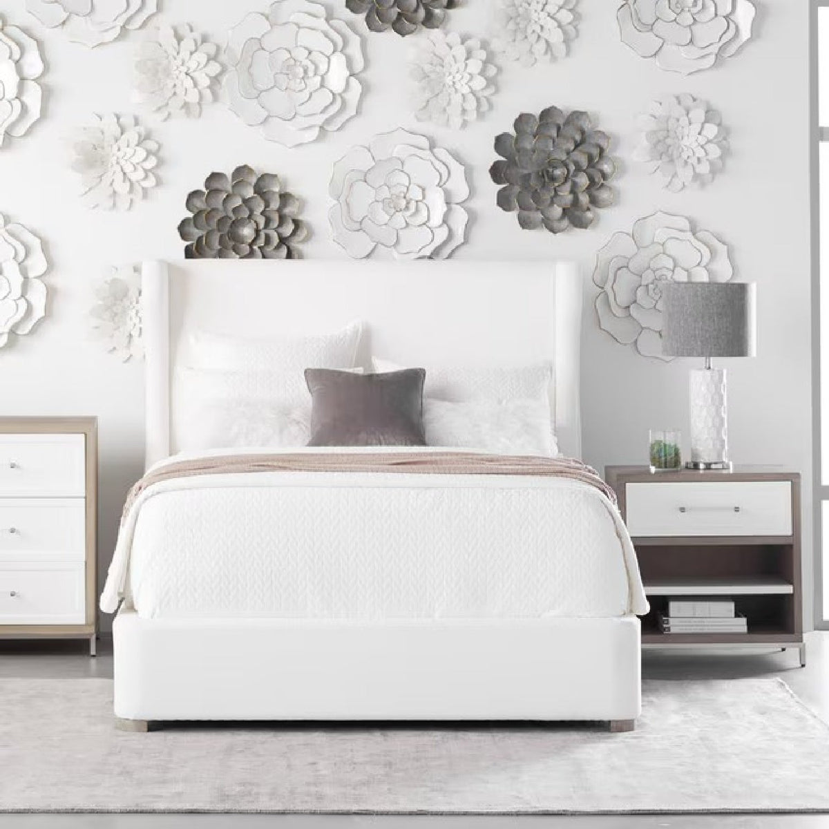 Wing-Shaped Headboard Queen Bed | Living Essentials Balboa