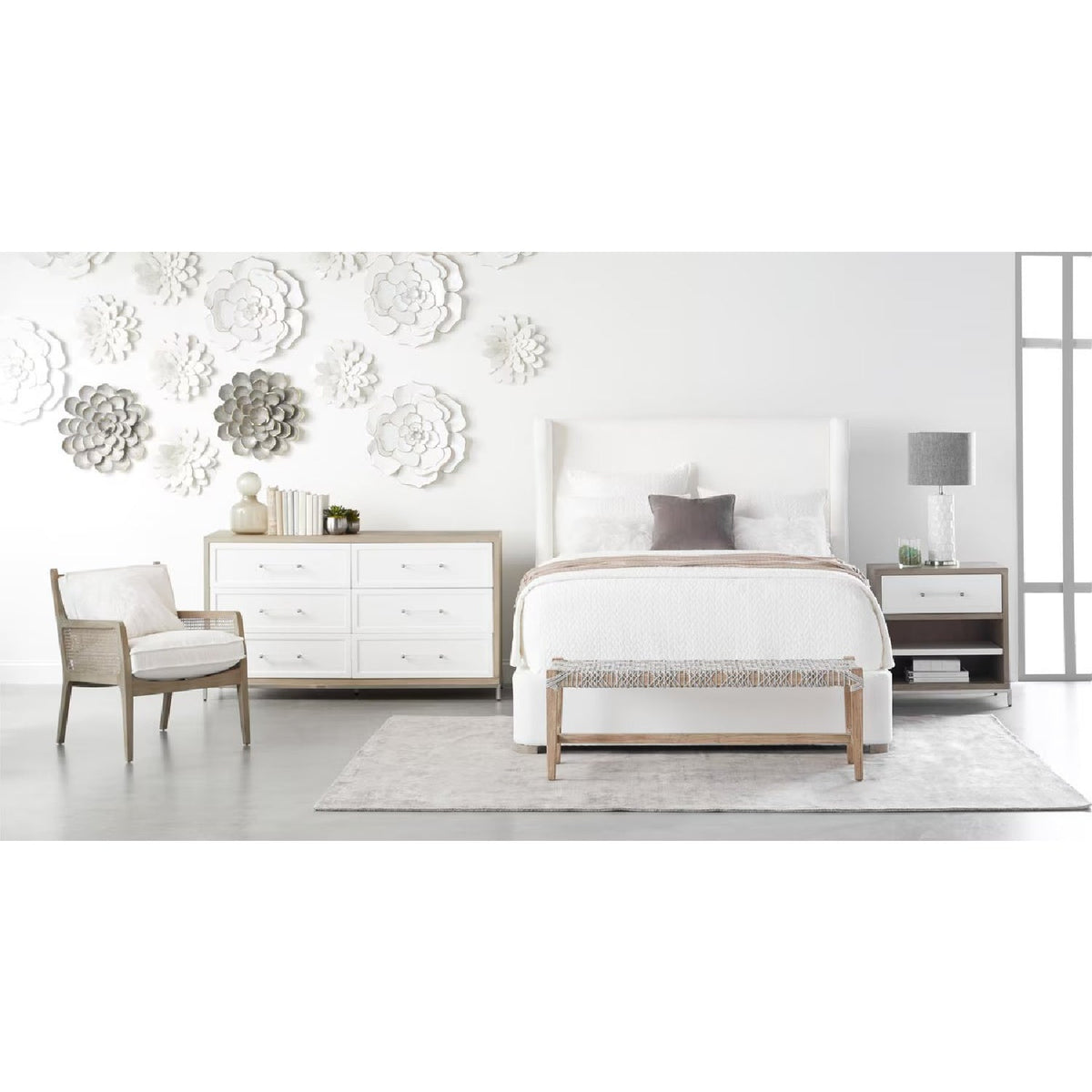 Wing-Shaped Headboard Queen Bed | Living Essentials Balboa