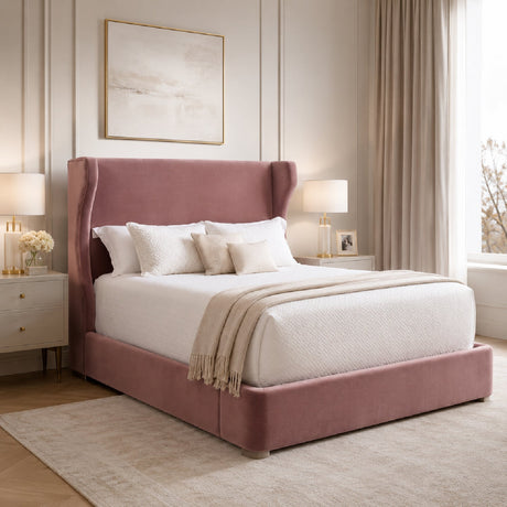 Wing-Shaped Headboard Queen Bed | Living Essentials Balboa