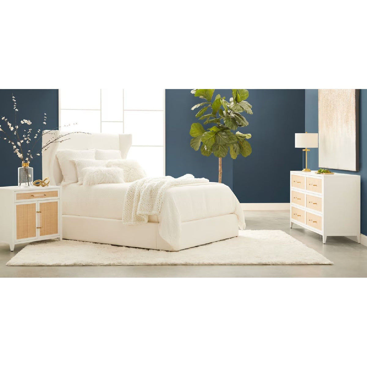 White Upholstered Bed | Living Essentials Balboa