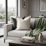 Modern European furniture - Cream Linen Flanged Pillows (2) - www.oroa.com