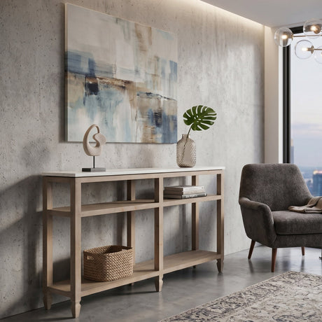 White Quartz Top Console Table | Living Essentials Emerie