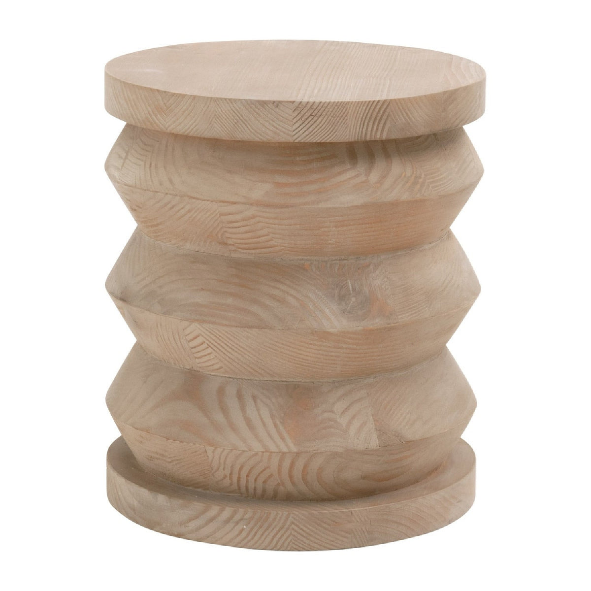 Pine Wood Cylindrical Accent Table | Living Essentials Pier