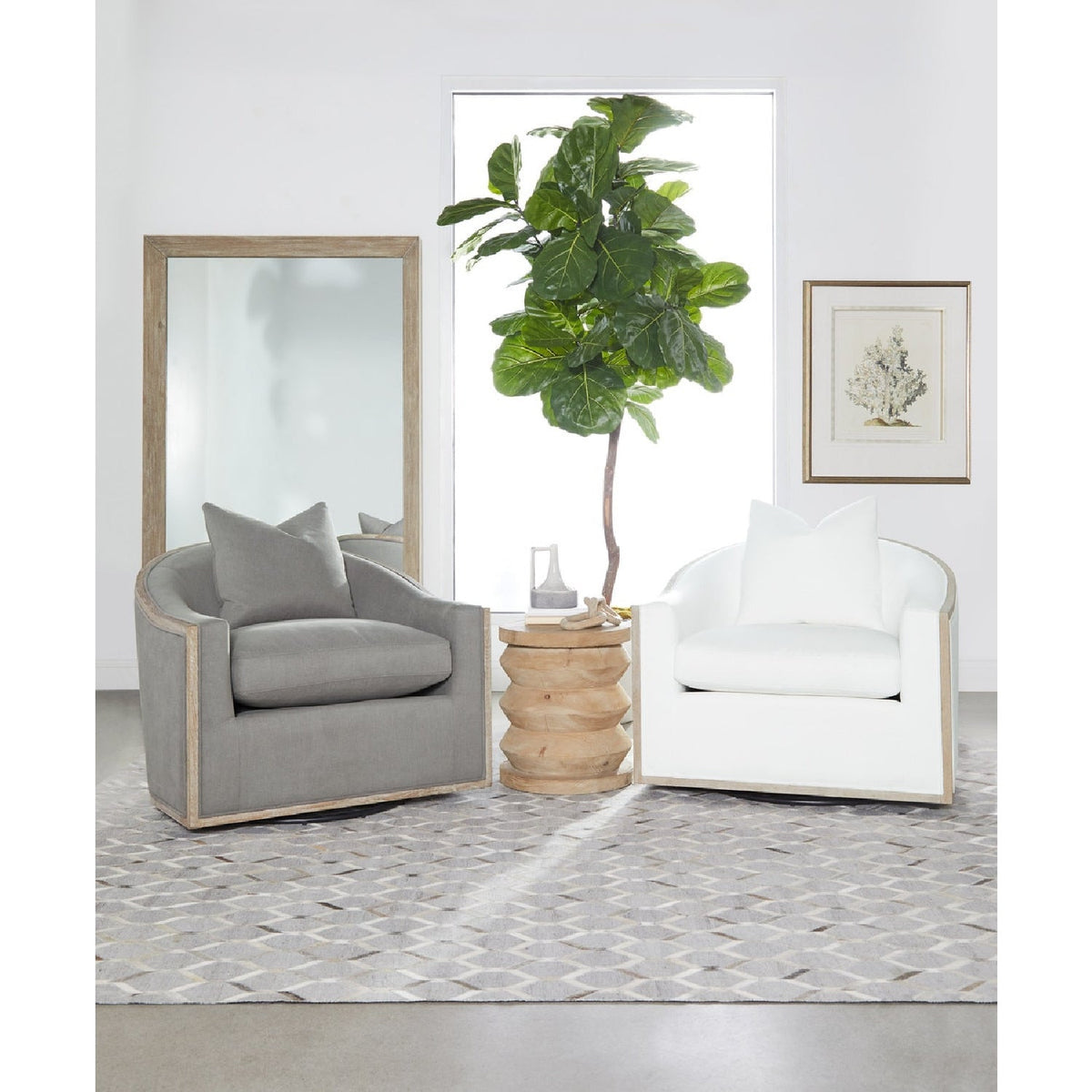 Pine Wood Cylindrical Accent Table | Living Essentials Pier