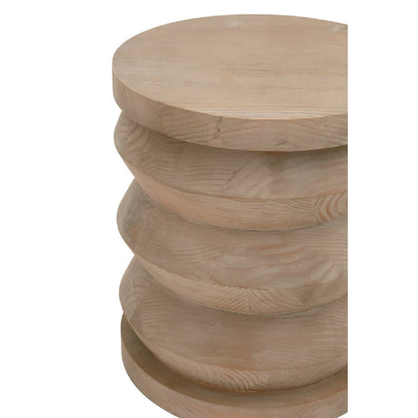 Pine Wood Cylindrical Accent Table | Living Essentials Pier