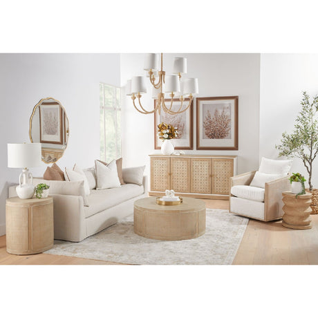 Pine Wood Cylindrical Accent Table | Living Essentials Pier
