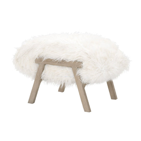 White Fur Ottoman | Living Essentials Tibet