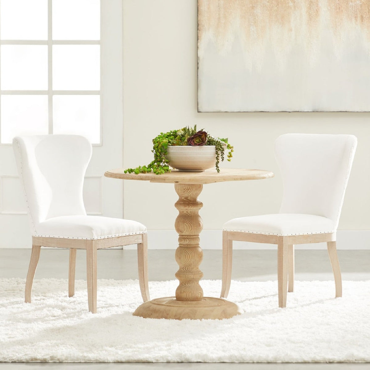 Gray Pine Round Dining Table | Living Essentials Chelsea