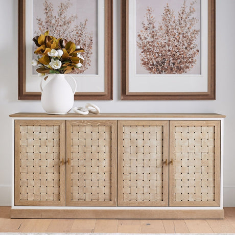 4-Door Woven Style Oak Sideboard | Living Essentials Weave