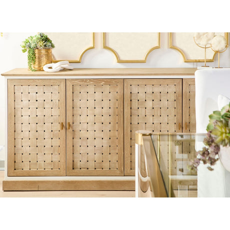 4-Door Woven Style Oak Sideboard | Living Essentials Weave