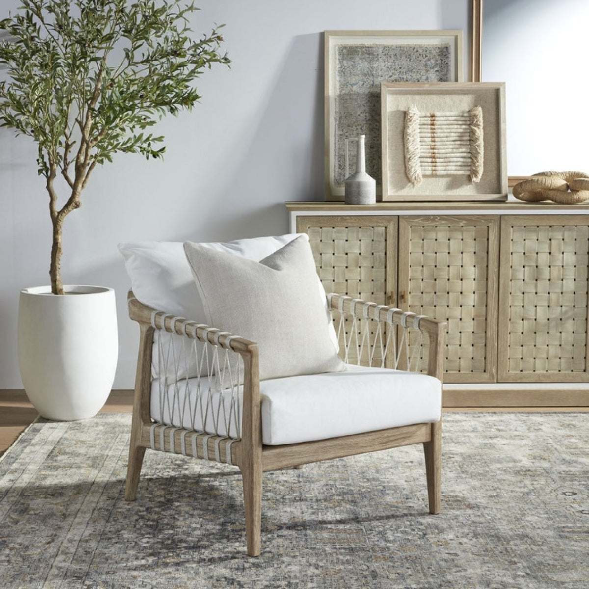 4-Door Woven Style Oak Sideboard | Living Essentials Weave