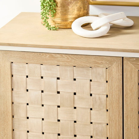 4-Door Woven Style Oak Sideboard | Living Essentials Weave
