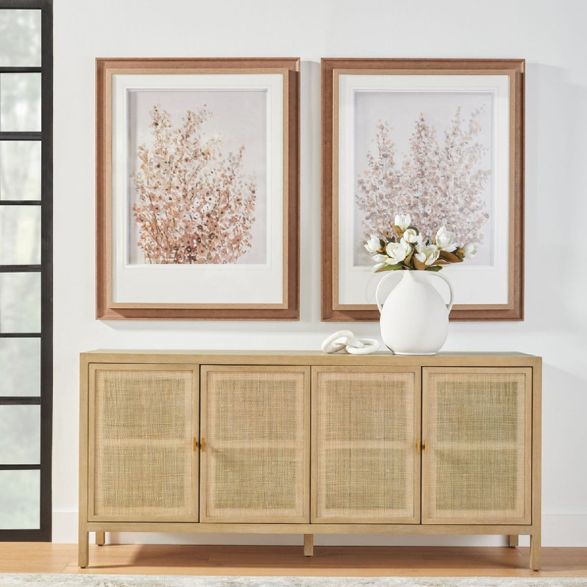 4-Door Gray Cane Media Sideboard | Living Essentials Carina