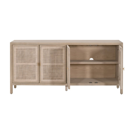 4-Door Gray Cane Media Sideboard | Living Essentials Carina