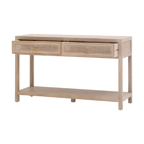 Gray Oak 2-Drawer Console Table | Living Essentials Cane