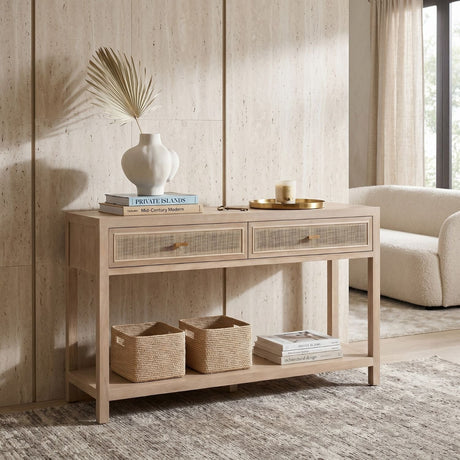 Gray Oak 2-Drawer Console Table | Living Essentials Cane