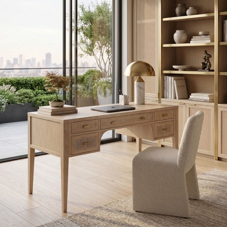 Gray Oak 5-Drawer Desk | Living Essentials Cane