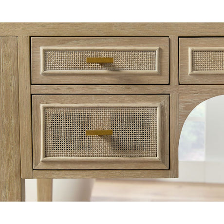 Gray Oak 5-Drawer Desk | Living Essentials Cane
