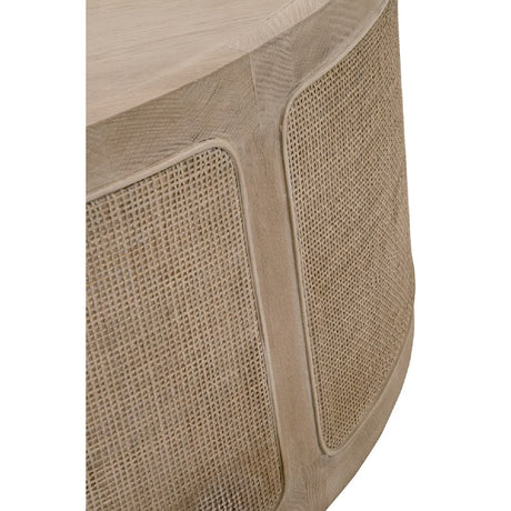 Gray Oak Round Coffee Table | Living Essentials Cane