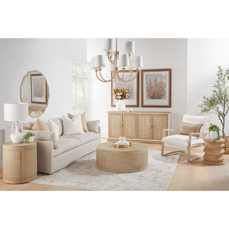 Gray Oak Round Coffee Table | Living Essentials Cane