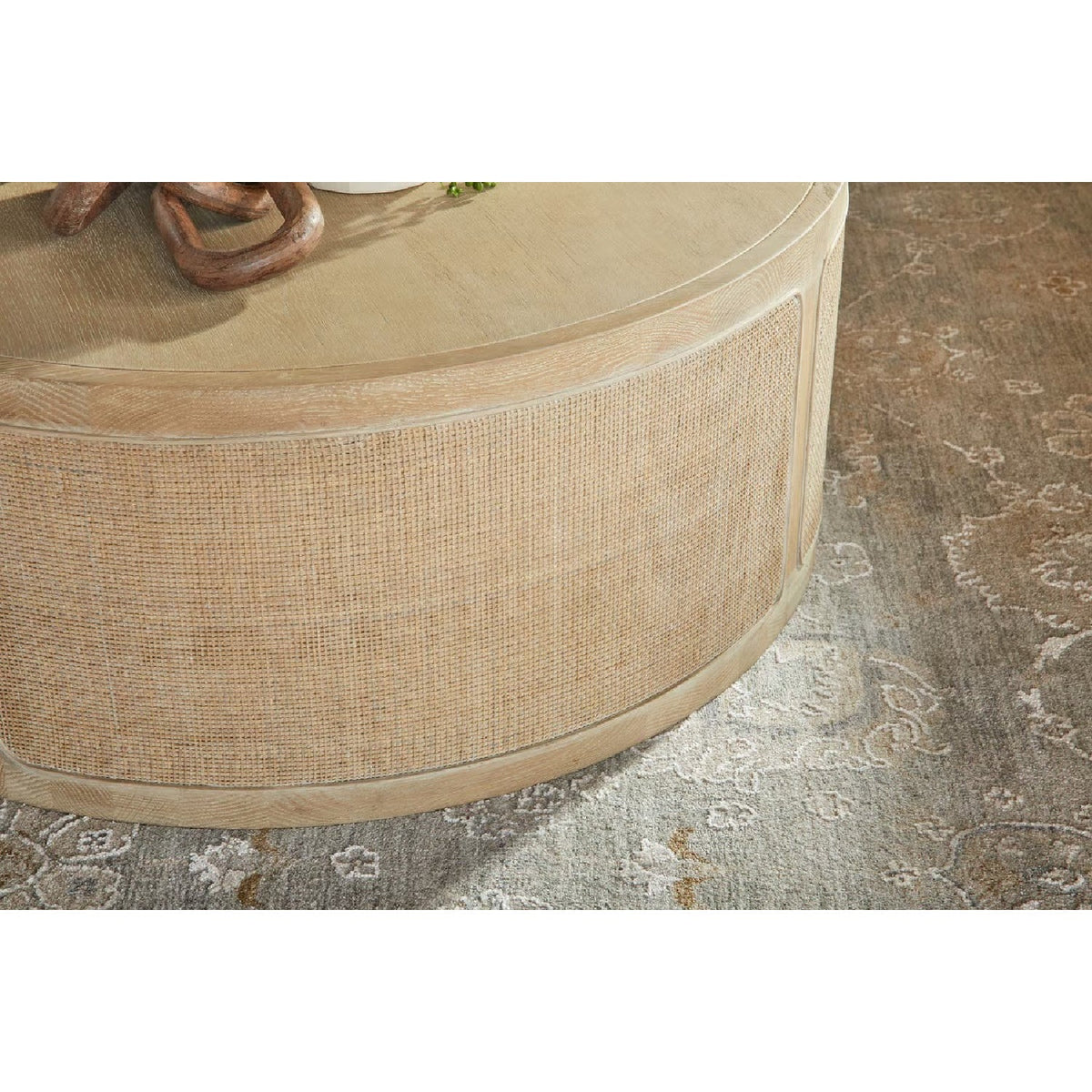 Gray Oak Round Coffee Table | Living Essentials Cane