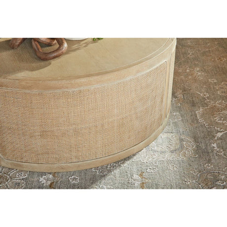 Gray Oak Round Coffee Table | Living Essentials Cane